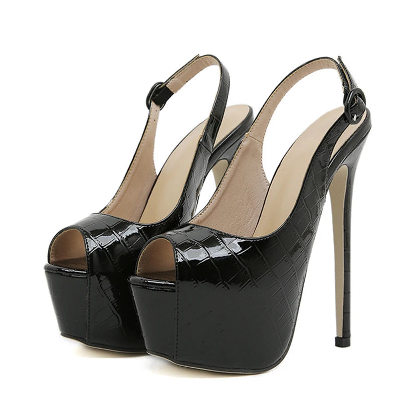 Women's Elegant Snake Pattern Leather Designer High Thin Heels
