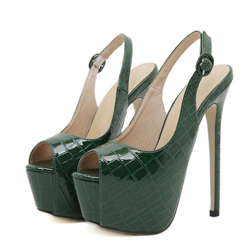 Women's Elegant Snake Pattern Leather Designer High Thin Heels